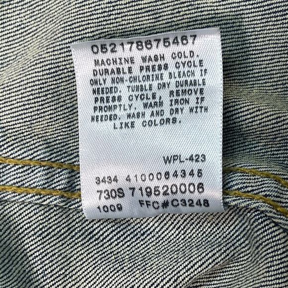 Levis Jean Jacket Denim Trucker Vest Small 90s Boho Indie Festival Cowgirl Y2K - Picture 8 of 16